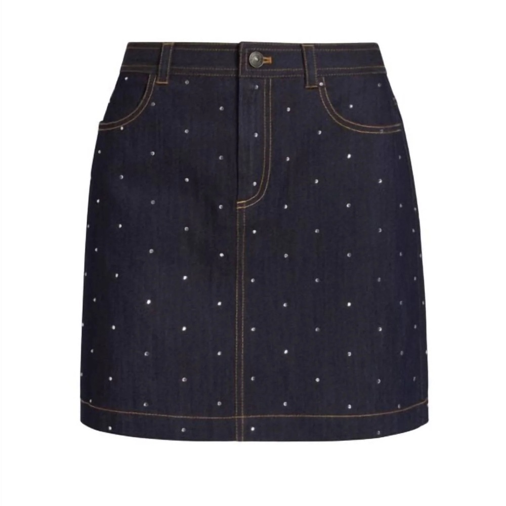 Cinq a Sept Ditsy Rhinestone Lynette Mini Skirt In Indigo